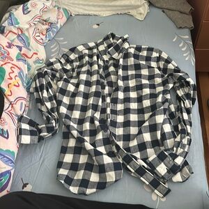 Uniqlo Blue and White Flannel Size M